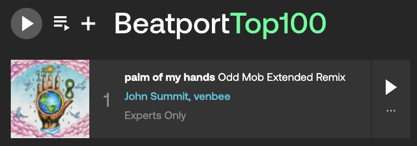 expertsonly's tweet photo. major congratulations to @odd_mob for toppin the beatport overall chart with his palm of my hand remix  🔥 https://t.co/PEnQTfFXTM