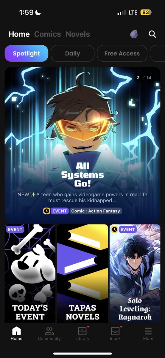 TomBilyeu's tweet photo. My most recent comic All Systems Go made it to the home page of @tapas_app !! 

So proud of @MichaelMoreci &amp; the @itcomics team!! 

If you like comics, be sure to check it out!! https://t.co/ek3vc4dDfw