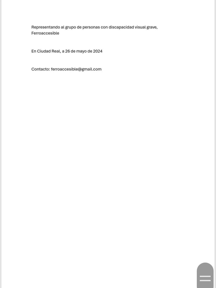 ferroaccesible's tweet photo. 💬 Aquí os dejamos la carta que le  para que podáis leerla y comentarla. ¿Qué opináis?

#Ferroaccesible #AccesibilidadVisual #DefensorDelPueblo #Inclusión https://t.co/A3WPvMtM0i