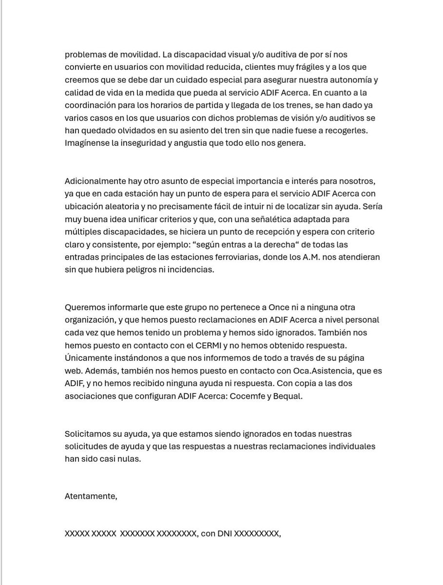 ferroaccesible's tweet photo. 💬 Aquí os dejamos la carta que le  para que podáis leerla y comentarla. ¿Qué opináis?

#Ferroaccesible #AccesibilidadVisual #DefensorDelPueblo #Inclusión https://t.co/A3WPvMtM0i