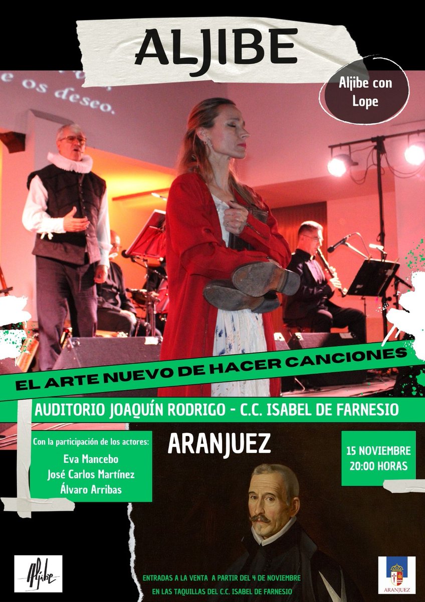 Este viernes en Aranjuez. Últimas entradas a la venta en la conserjería del centro cultural Isabel de Farnesio. #aljibefolk #Aranjuez