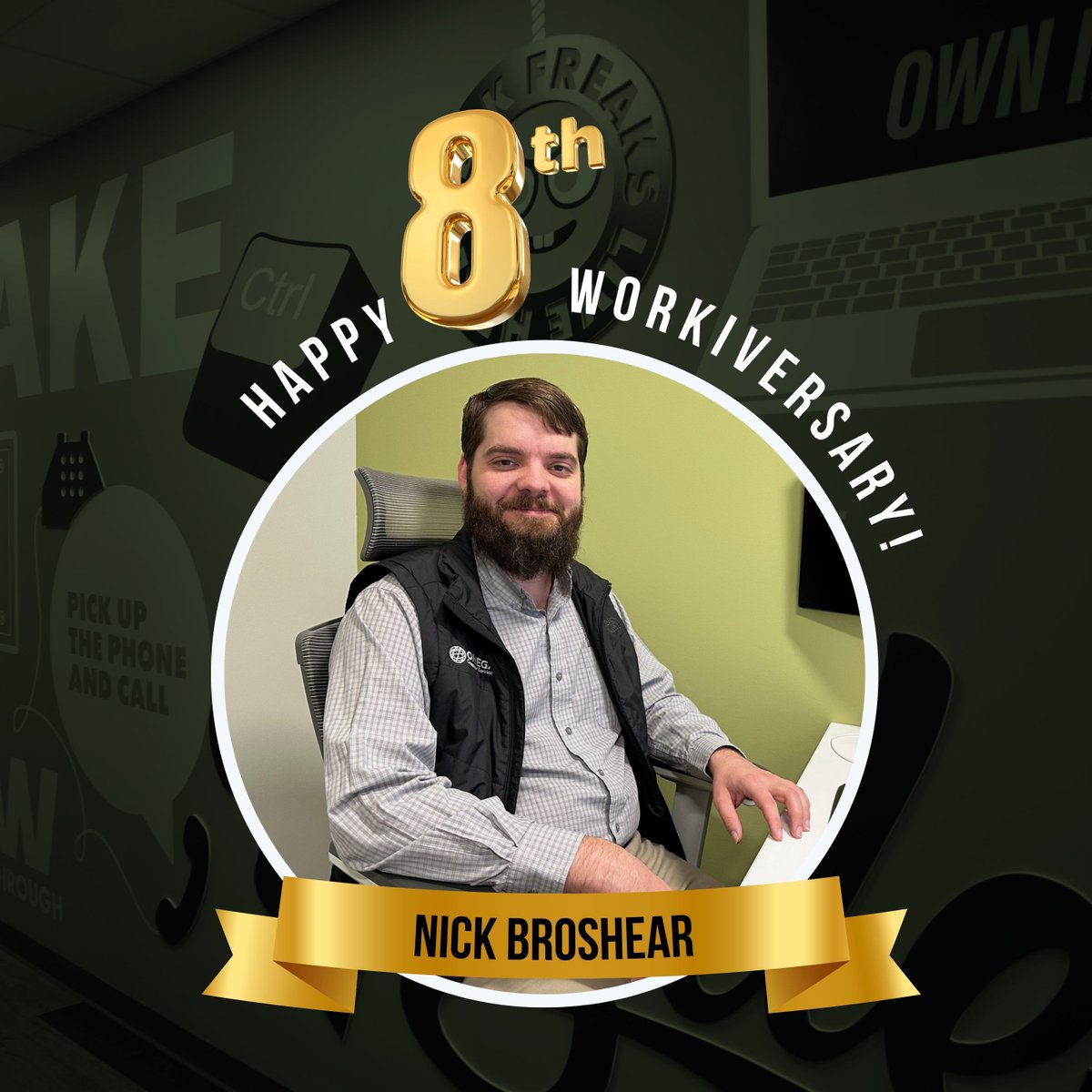 In 8 years, Nick Broshear, has become Omega’s go-to problem solver and key player. From installing servers and network equipment, to troubleshooting complex issues, and managing client projects, Nick is truly the Swiss Army knife of Omega, and we’re lucky to have him on our team!