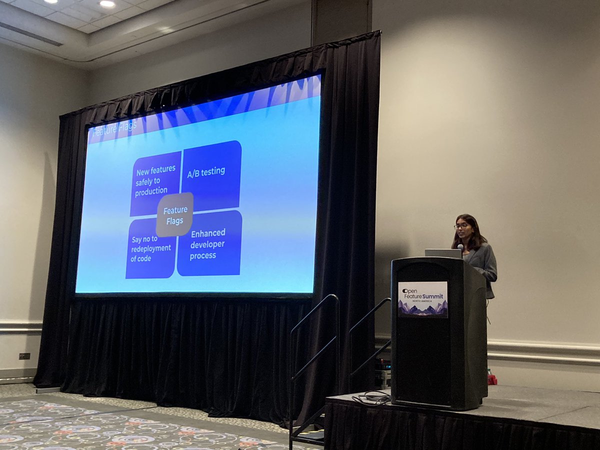 DevCycleHQ's tweet image. Next up @shreyasico kicked off the lightning talks with her very first conference appearance, diving into “The Hidden Costs of Feature Flags” at the @OpenFeature Summit during @KubeCon_.

Spoiler alert: she absolutely crushed it! #KubeCon #OpenFeature