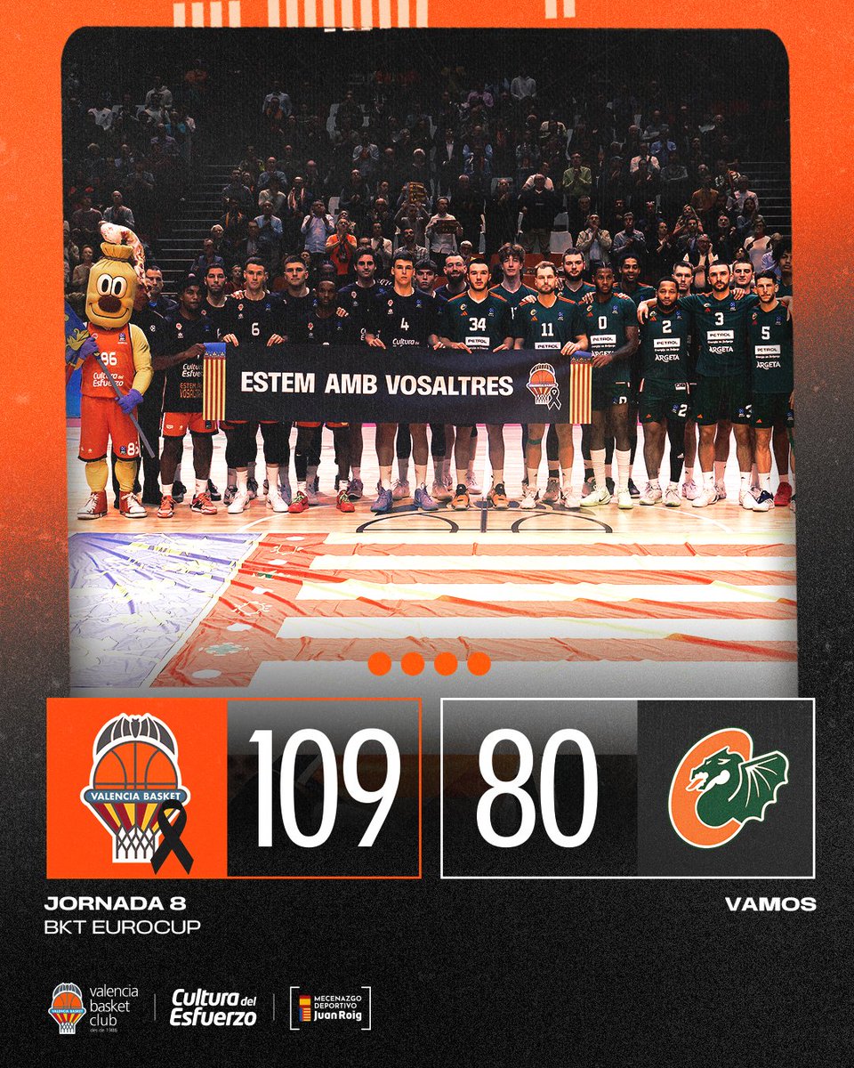 Valencia Basket Club (@valenciabasket) on Twitter photo ππβ€οΈ
Final en la Fonteta
#EstemAmbVosaltres
π <a href="/valenciabasket/">Valencia Basket Club</a> 109
π’ <a href="/KKCedOL/">Cedevita Olimpija Ljubljana</a> 80
π J8 <a href="/EuroCup/">BKT EuroCup</a>
π€ Vitaldin Sport ππβ€οΈ
Final en la Fonteta
#EstemAmbVosaltres
π <a href="/valenciabasket/">Valencia Basket Club</a> 109
π’ <a href="/KKCedOL/">Cedevita Olimpija Ljubljana</a> 80
π J8 <a href="/EuroCup/">BKT EuroCup</a>
π€ Vitaldin Sport