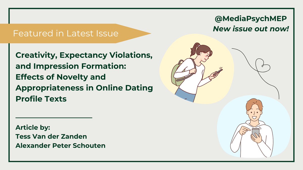 Featured in the newest issue! <a href="/tessvdz/">Tess van der Zanden</a> and Alexander Peter Schouten conducted an experiment to understand how creativity, specifically novelty and appropriateness, affects impressions on dating platforms. Their findings show that overly unconventional profiles may not be ideal.