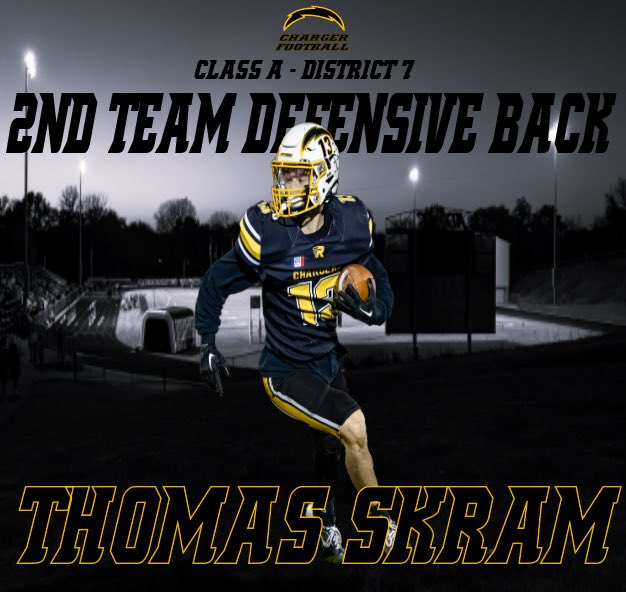 Class A - District 7
2nd Team Defensive Back
Thomas Skram 

The Junior had 17 tackles &amp; 2 INTs this year on defense.