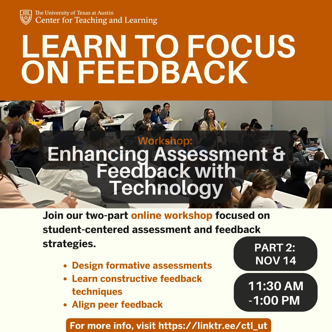 💥Unlock the power of effective feedback!💥 

Join us online this Thursday for Focus on Feedback Part 2. Walk away with ready-to-use assignments and strategies to make feedback more constructive and engaging for students. 

For more info, visit: tr.ee/c9u9BYCXrE
