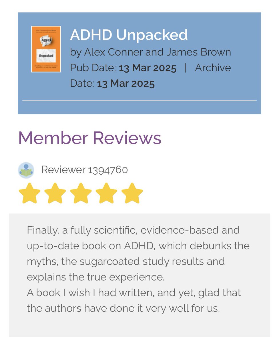 TheADHDadults (@theadhdadults) on Twitter photo The first review of <a href="/alexconnerbham/">Alex Conner ADHD Unpacked</a> and <a href="/adhdadult_james/">James Brown</a>’s upcoming book ADHD Unpacked is in and it’s actually good 👀 The first review of <a href="/alexconnerbham/">Alex Conner ADHD Unpacked</a> and <a href="/adhdadult_james/">James Brown</a>’s upcoming book ADHD Unpacked is in and it’s actually good 👀