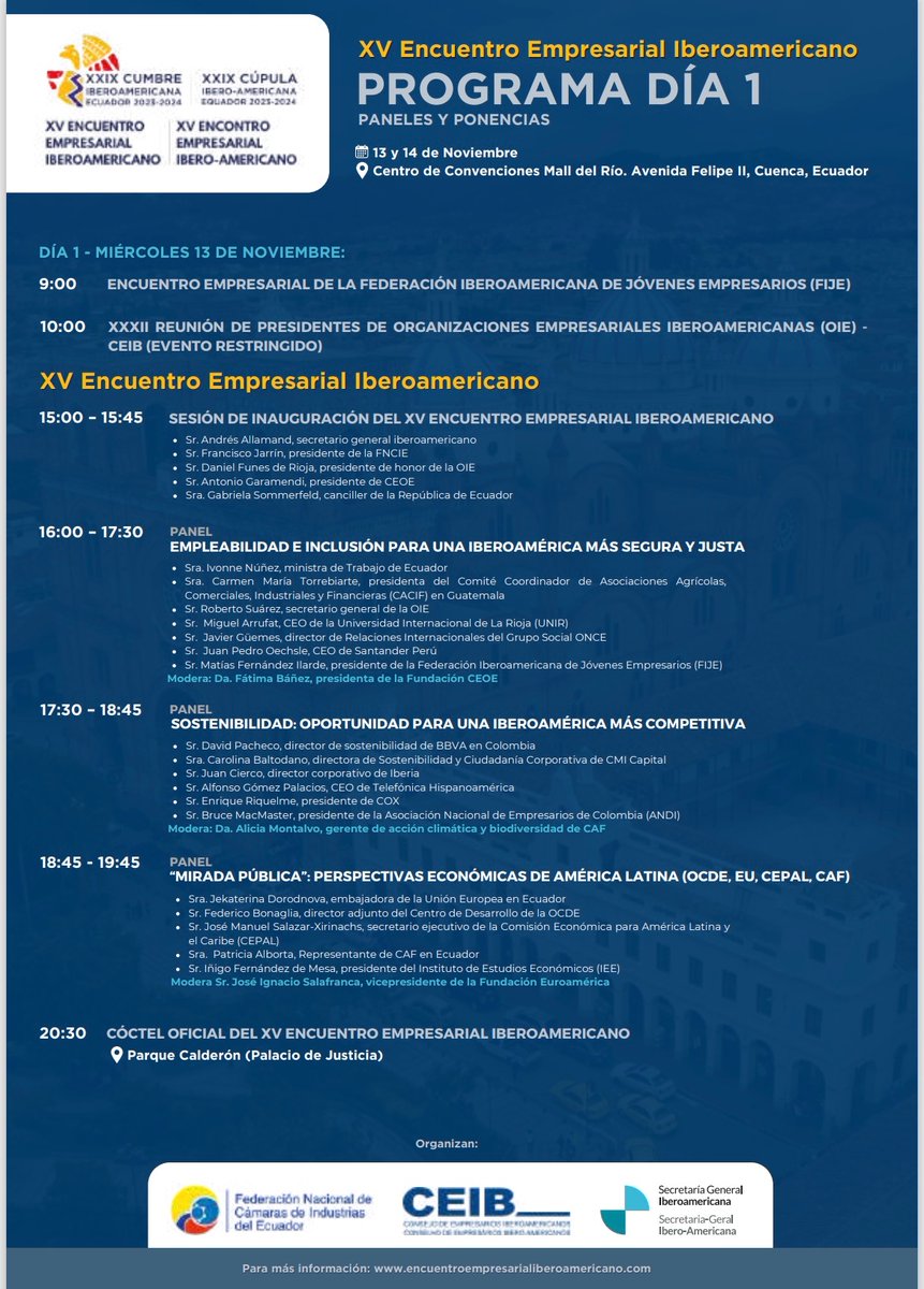 federico bonaglia (@fbonaglia) on Twitter photo #EEICuenca2024 | Mañana presentamos las Perspectivas Económicas de #AmericaLatina en el XV Encuentro Empresarial Iberoamericano, organizado por
<a href="/SEGIBdigital/">SEGIB</a> <a href="/CeibEmpresarios/">CEIB - Consejo de Empresarios Iberoamericanos</a>
y <a href="/fedecamaras_ecu/">Fedecámaras Ecuador</a> en Cuenca🇪🇨
Register ➡️ encuentroempresarialiberoamericano.com/registro2024/ #EEICuenca2024 | Mañana presentamos las Perspectivas Económicas de #AmericaLatina en el XV Encuentro Empresarial Iberoamericano, organizado por
<a href="/SEGIBdigital/">SEGIB</a> <a href="/CeibEmpresarios/">CEIB - Consejo de Empresarios Iberoamericanos</a>
y <a href="/fedecamaras_ecu/">Fedecámaras Ecuador</a> en Cuenca🇪🇨
Register ➡️ encuentroempresarialiberoamericano.com/registro2024/