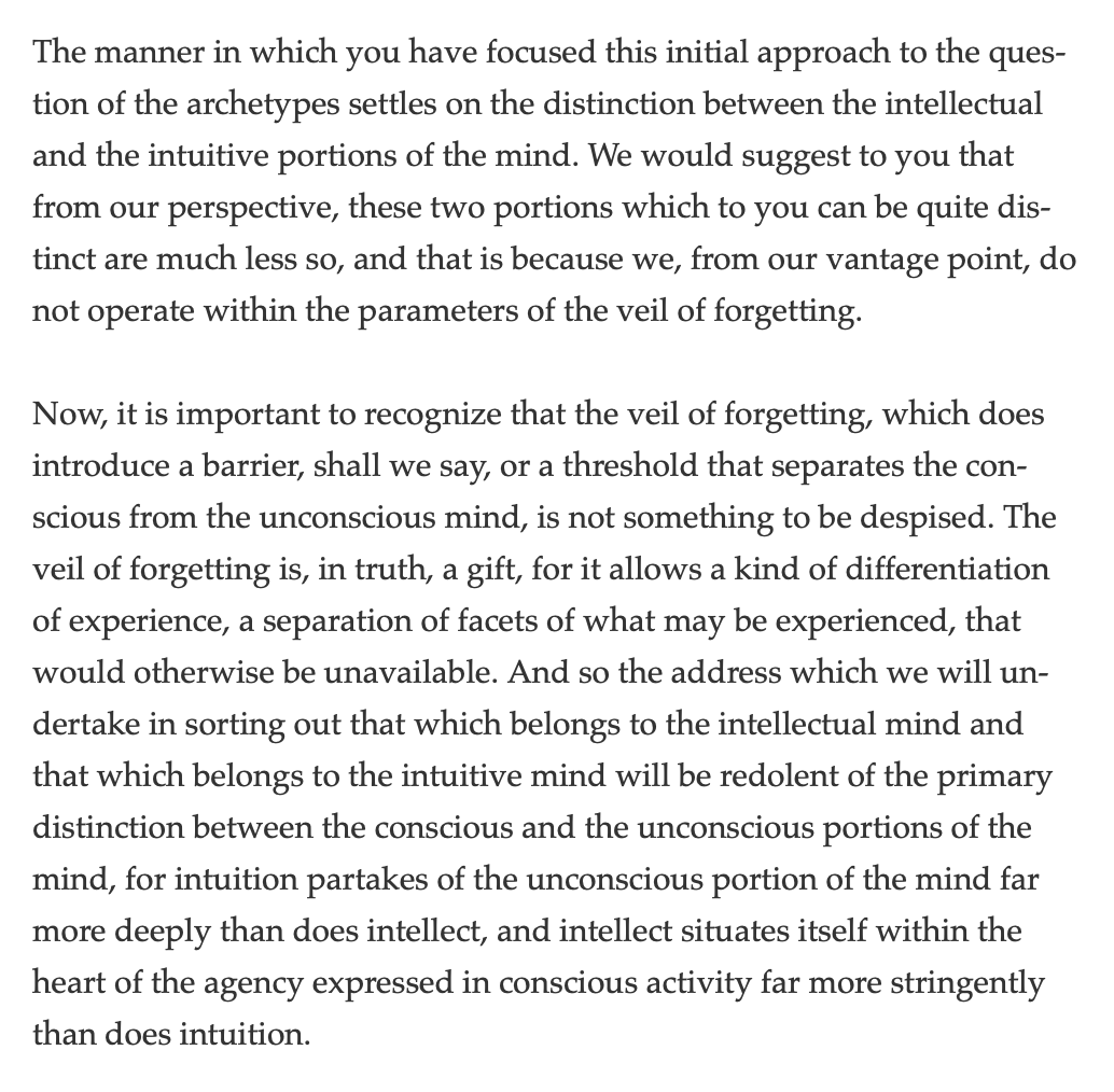 The veil of forgetting is, in truth, a gift, for it allows a kind of differentiation of experience, a separation of facets of what may be experienced, that would otherwise be unavailable. har.center/2024-11-01/1/q…