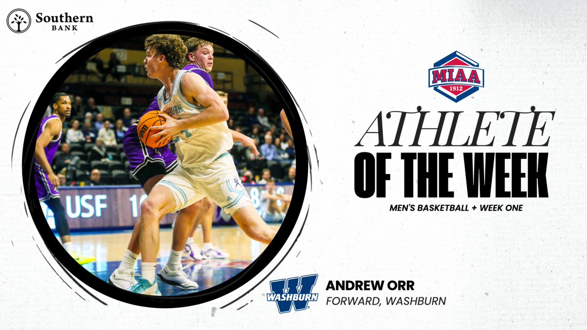 Andrew Orr led <a href="/IchabodMBB/">Washburn MBB</a> to a pair of wins opening weekend with 20.0 ppg while shooting 64% to be named our first 𝙈𝙄𝘼𝘼 𝙈𝙀𝙉'𝙎 𝘽𝘼𝙎𝙆𝙀𝙏𝘽𝘼𝙇𝙇 𝘼𝙏𝙃𝙇𝙀𝙏𝙀 𝙊𝙁 𝙏𝙃𝙀 𝙒𝙀𝙀𝙆, presented by Southern Bank 🏀⤵️ 

📰 tinyurl.com/244ta2hd
#BringYourAGame