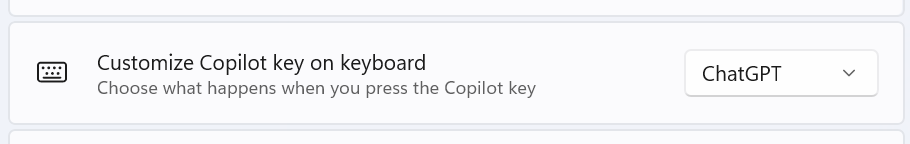 you can point the copilot key to <a href="/ChatGPTapp/">ChatGPT</a> in the latest update to Windows 11 😏

apps.microsoft.com/detail/9nt1r1c…