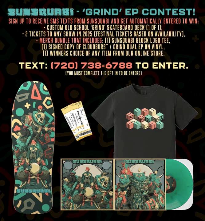 GIVEAWAY ALERT! 📷
We’re so excited for the upcoming release of our new EP “Grind” that we wanted to do something exciting for the SquabTrain! 📷
Send a text to tel: 720-738-6788 to sign up for SMS texts from SunSquabi &amp; be automatically entered to win!