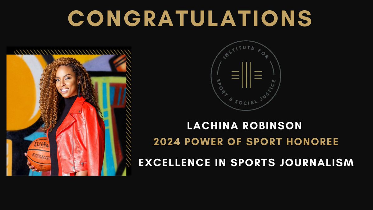 ESPN PR (@espnpr) on Twitter photo Congrats to ESPN WNBA host & reporter <a href="/LaChinaRobinson/">LaChina Robinson</a> on being named a 2024 <a href="/InstituteSSJ/">The Institute for Sport & Social Justice</a> #PowerofSport honoree for Excellence in Sports Journalism
Robinson's dedication to mentorship & empowering young women of color in media inspires us all
More: bit.ly/3VbY2zd Congrats to ESPN WNBA host & reporter <a href="/LaChinaRobinson/">LaChina Robinson</a> on being named a 2024 <a href="/InstituteSSJ/">The Institute for Sport & Social Justice</a> #PowerofSport honoree for Excellence in Sports Journalism
Robinson's dedication to mentorship & empowering young women of color in media inspires us all
More: bit.ly/3VbY2zd