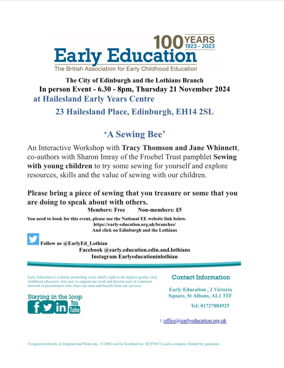 Follow the link below to book your ticket 
🧵🪡 
early-education.org.uk/branches/