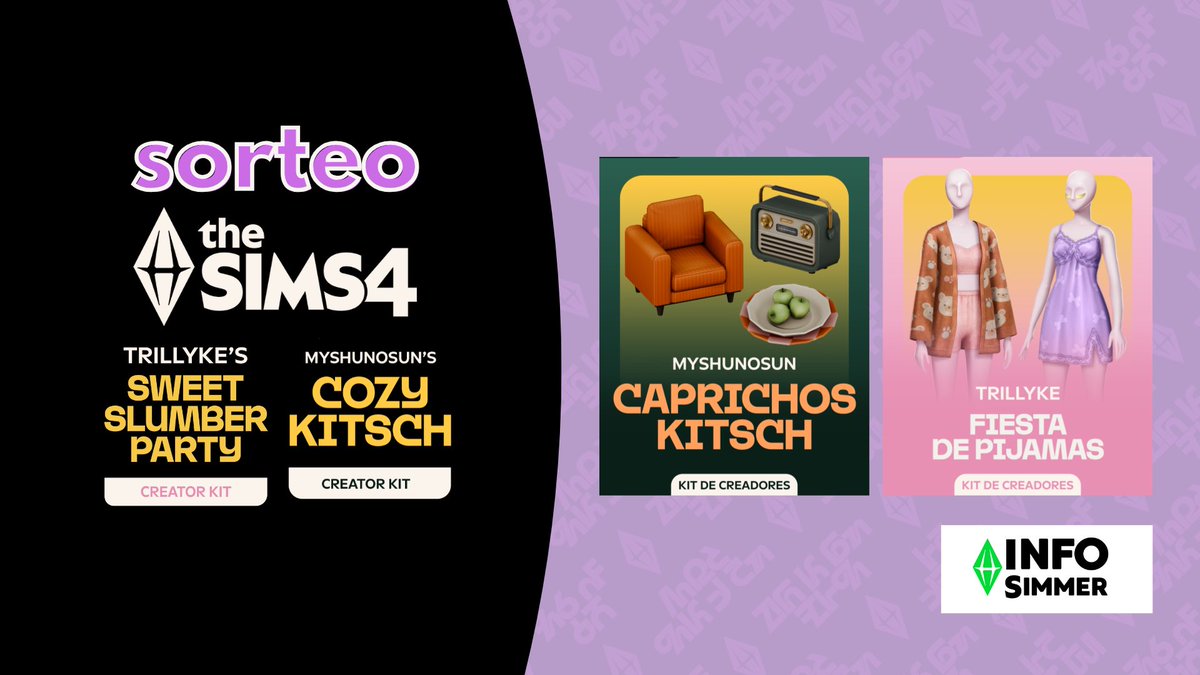 InfoSimmer's tweet image. 🚨 SORTEO

Gana una copia de #LosSims4 Caprichos Kitsch &amp;amp; Fiesta de Pijamas Kit de Creadores 

requisitos 
- Siguenos y sigue a @LosSimsES 
- Like y RT

Finaliza en 48 horas - PC/Mac