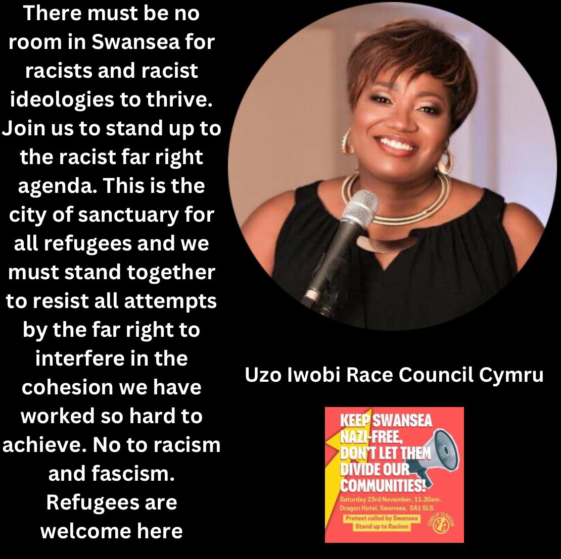 sutr_wales's tweet image. Don’t let the far right divide us! Join the counter protest against the far right in Swansea on Saturday Nov 23 11:30 Dragon Hotel . @AntiRacismDay @rcccymru @walestuc @eystwales @WalesRace @ZeroRacismWales @BLMCymru
