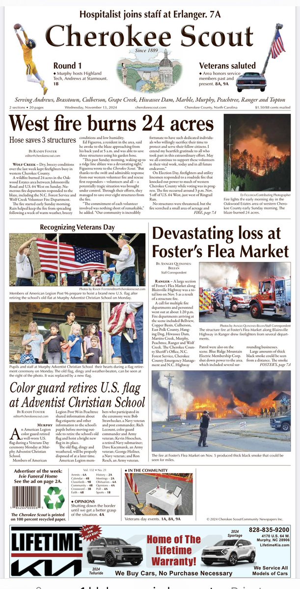This week’s edition of the Cherokee Scout is ready for your viewing eyes online and in print. Thanks for reading and keeping community journalism alive.

#reallocalnews #scoutout #wherencbegins

Get your local news by subscribing at CherokeeScout.com.