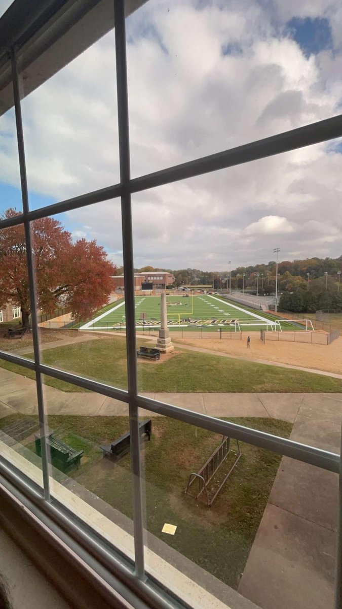 RJRCrater's tweet photo. What a fantastic view from Wiley Magnet Middle School of the M. Douglas Crater Field &amp; Stadium! These future RJR Demons can already imagine themselves playing, marching, cheering, dancing and experiencing all that it means to have a true home field advantage.
Image by Evie Hanes. https://t.co/yt6FGI3cVI