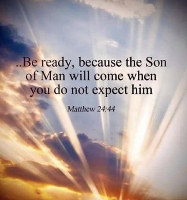 Home_ChurchFA's tweet photo. Living Prepared (Monday)
⏳ "Be ready, because the Son of Man will come at an hour you do not expect." – Matthew 24:44 ⏳
Live today in readiness for Christ’s return. 
Join us Sunday for Bible Study at 10 AM &amp; Worship at 11 AM! #Matthew24 #StayReady #BayouHomeChurch #LiveInFaith https://t.co/jQlJkElQJ8