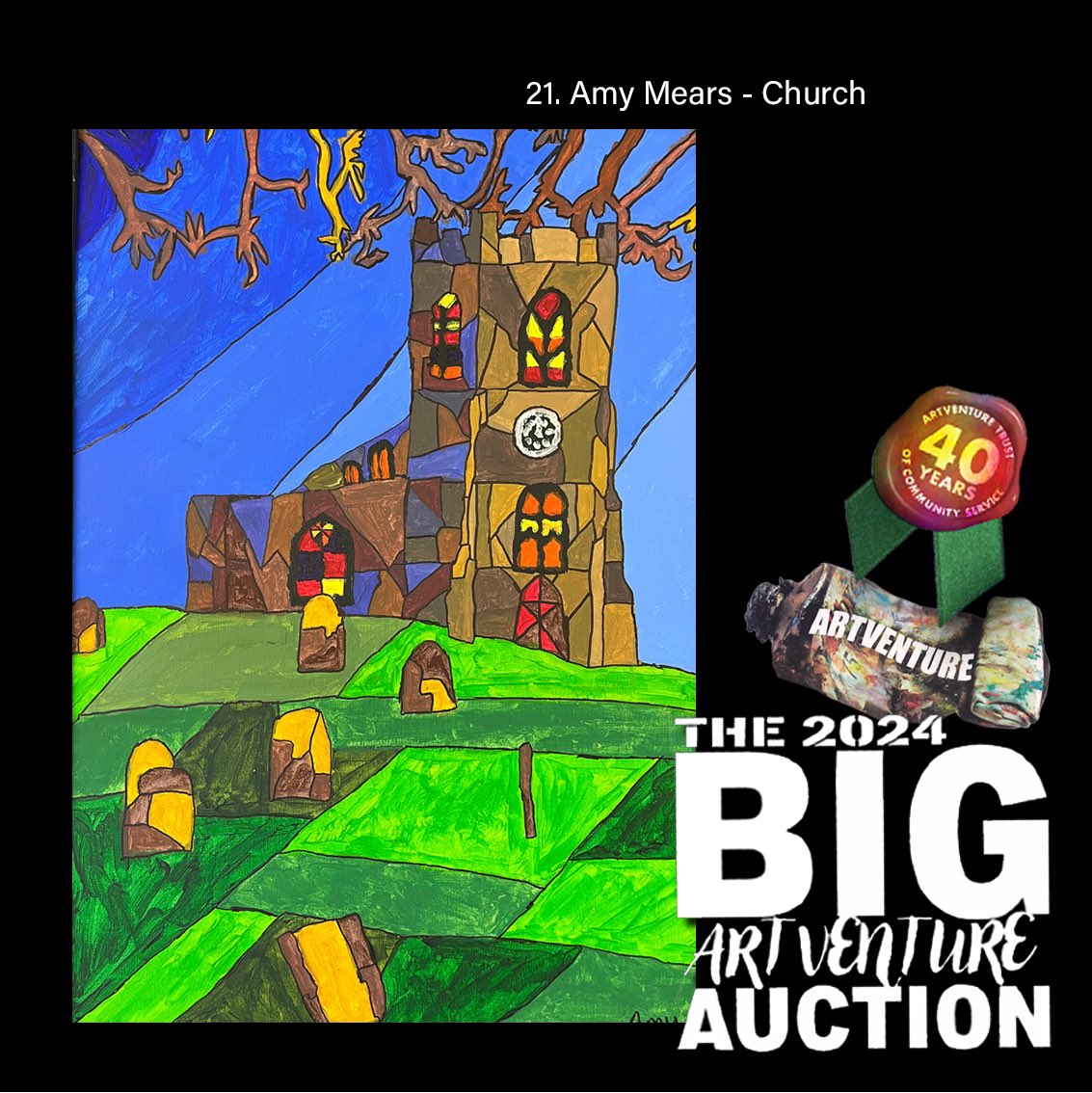 Amy’s Church is a real gem in our collection. Well done, Amy finding your distinctive style. If you like what you see, please visit our auction site, where you can bid for the pieces of our 40th Anniversary Collection: bit.ly/ArtventureAuct…
Thank you for supporting us!