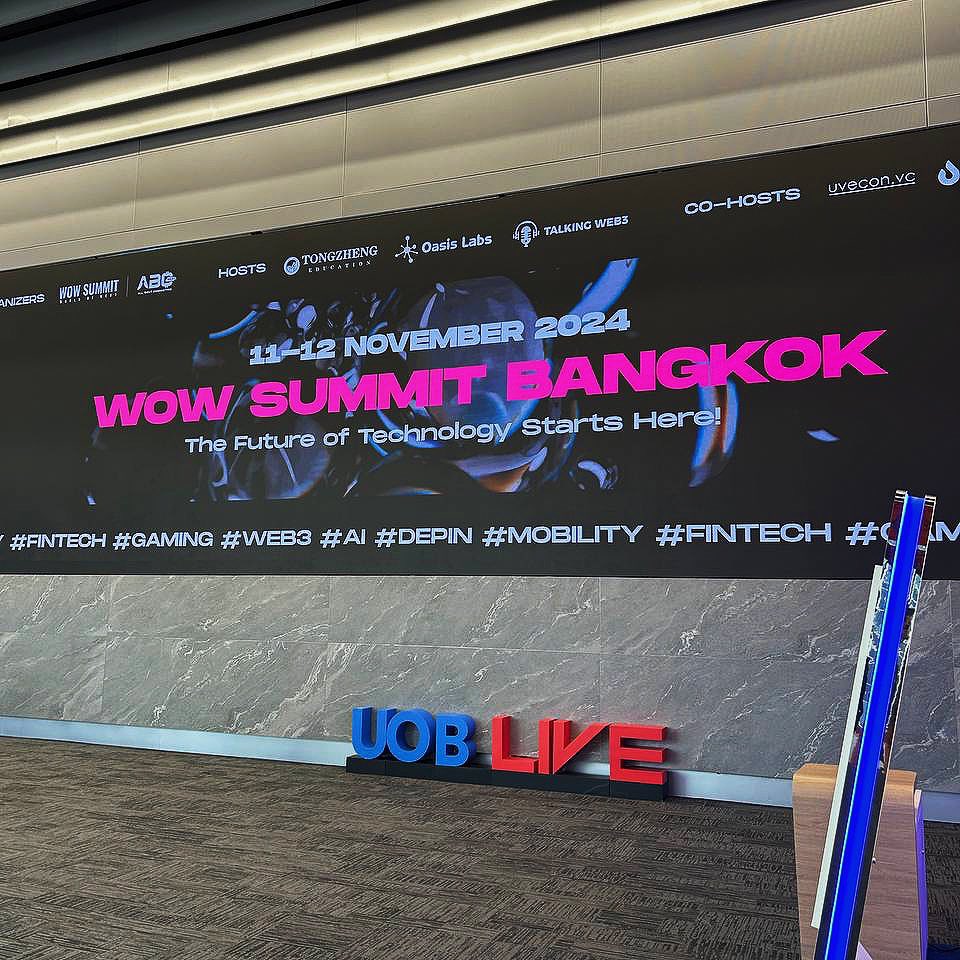 jazpee11's tweet photo. Attended WOW Summit Bangkok 2024 at EmSphere yesterday! Gained valuable insights on Web3, AI, FinTech, and DePin with incredible innovators. Exciting to see digital tech’s future unfold during Thailand Blockchain Week! 🌐 #WOWSummit #Blockchain #Web3 #Bangkok #Innovation https://t.co/5GD4Txkf3z