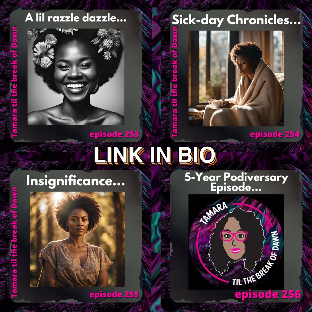 🚨👀 #ICYMI RECENT EPISODES 👀🚨

🎙Episodes 253-256
.
.
🎧 👉🏾 “Tamara til the break of Dawn” 👉🏾 linktr.ee/TamaraDawn

#Tamaratilthebreakofdawn #TamaraTheDawnInc #podcast #podcaster #contentcreator #YouTube ✊🏾❤️