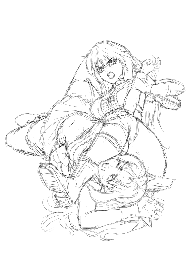 I was going to continue painting Romancing Saga 2, but...🥲
ロマサガ2を描こうと思ったん 、でも.........🥲
我本來想繼續繪畫浪漫沙加2，但是……🥲
#下書き #sketches #レッスルエンジェルス #WrestleAngels