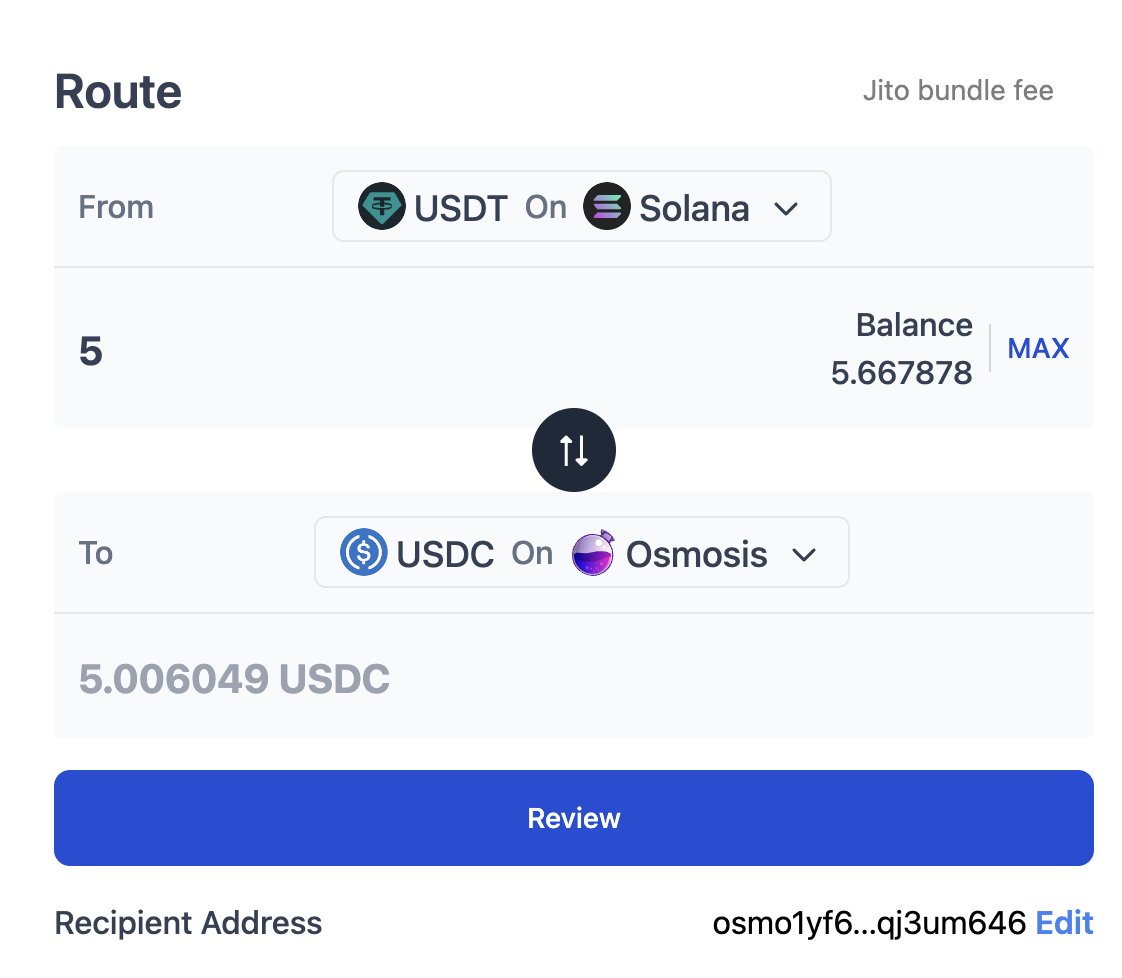 ValueRouter's tweet photo. Looking to bridge assets from Solana to Cosmos chains?

Building with @noble_xyz and @circle CCTP, ValueRouter has integrated with Cosmos chains, allowing you to seamlessly route assets to @osmosiszone, @dYdX, @EvmosOrg, and @SeiNetwork—all in a single, frictionless transaction.

Check it out: https://t.co/JGdigJsZoW

Keep building @BuildOnCircle @colosseum @easya_app