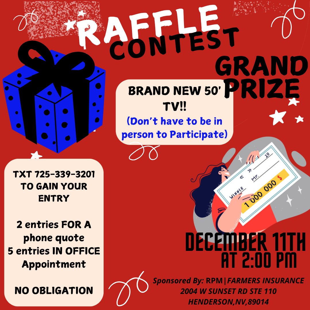 ceemi_Abstractt's tweet photo. 🎄RPM |FARMERSINSURANCE CHRISTMAS RAFFLE ! 🎄

GET A QUOTE AND ENTER TO WIN A FREE 50’ TV! 

Txt 725-339-3201 to ask how to enter ! ☀️

GIVING BACK TO THE COMMUNITY OF NEVADA ! 
#lasvegas #reno #carsoncitynevada #summerlin #henderson #springvalley #alamo #schurz #jean #pahrump https://t.co/s4RQTE5Hqm