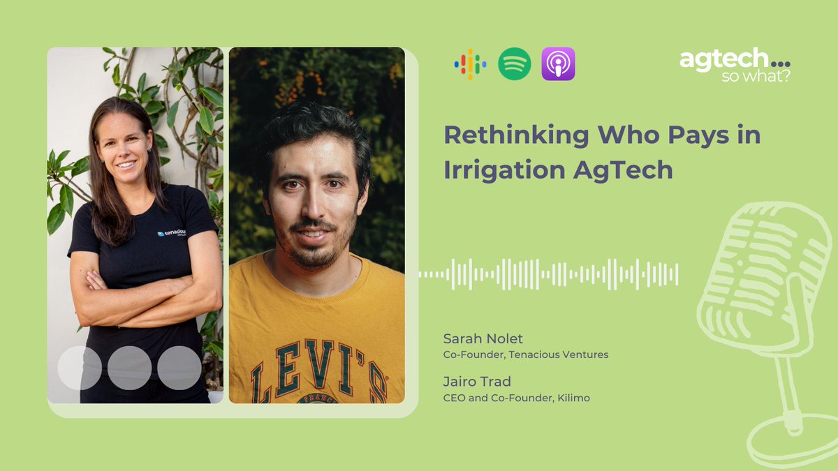 This week, we sit down with <a href="/JairoTrad/">Jairo Trad</a>, CEO and Co-founder at <a href="/AgroKilimo/">Kilimo</a>, who’s spent the last 14 years expanding the boundaries of the ag-water system to find the right answer to the question “who pays for water efficiency improvements.”

tenacious.ventures/insights/rethi…