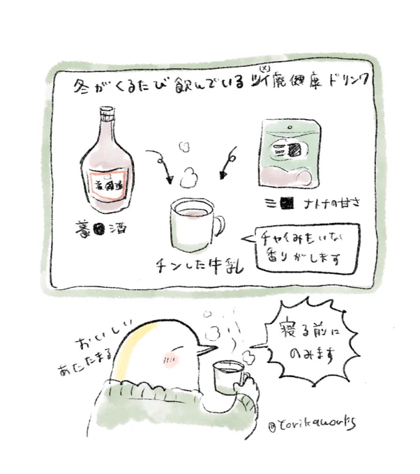 冬が来るたび私が飲んでいるあったかドリンクです。とても身体が温まります。※お酒です。 