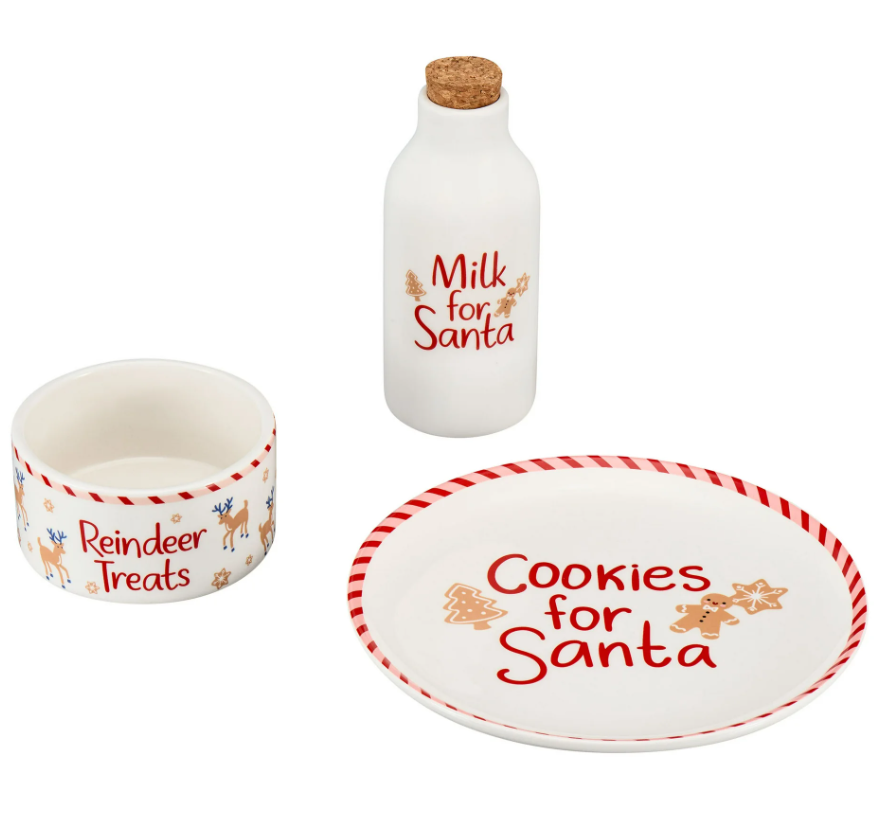 Micdansmith's tweet photo. Holiday Time Multicolor Round Glazed Earthenware Ceramic Santa Cookie Plate with Corked Milk Bottle &amp; Reindeer Treats Bowl, $10.91, https://t.co/1moOD68OEU #ad #walmartcreator #santacookieplate #milkbottle #reindeertreats #plateset #christmasdecor https://t.co/9eOTnWbmhV