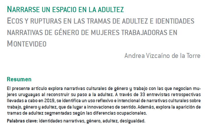 SocialesRevista's tweet photo. 📑Nuevo artículo!  Narrarse un espacio en la adultez. Ecos y rupturas en las tramas de adultez e identidades narrativas de género de mujeres trabajadoras en Montevideo. 
Por Andrea Vizcaíno de la Torre
DOI: https://t.co/2ix0kF4VsB https://t.co/uBr8ikUXJ6