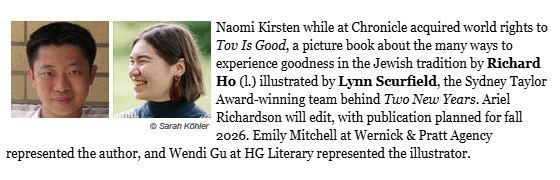 Richard Ho (@richkarho) on Twitter photo I'm happy to announce TOV IS GOOD, a celebration of everyday goodness in Jewish life, from <a href="/ChronicleKids/">Chronicle Kids</a>. I can't wait to partner with TWO NEW YEARS illustrator <a href="/lynndoodles/">🌷琳 Lynn Scurfield🌷</a> again!
Thank you <a href="/naomi_kirsten/">Naomi Kirsten</a>, @BookishAriel, and Emily Mitchell. as always.
Mazel tov to all! I'm happy to announce TOV IS GOOD, a celebration of everyday goodness in Jewish life, from <a href="/ChronicleKids/">Chronicle Kids</a>. I can't wait to partner with TWO NEW YEARS illustrator <a href="/lynndoodles/">🌷琳 Lynn Scurfield🌷</a> again!
Thank you <a href="/naomi_kirsten/">Naomi Kirsten</a>, @BookishAriel, and Emily Mitchell. as always.
Mazel tov to all!