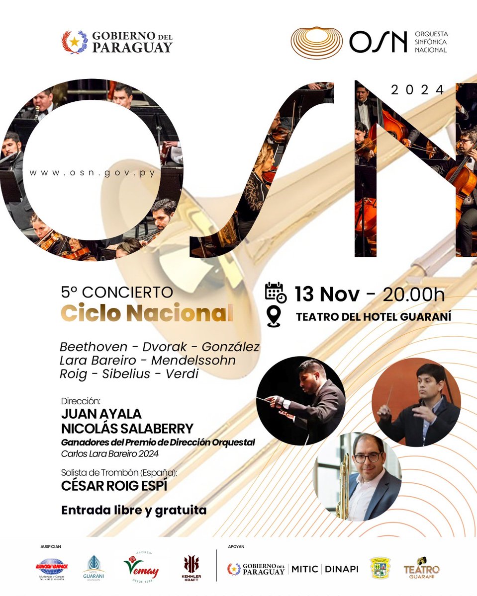 <a href="/lasinfonicapy/">OSN PARAGUAY</a>  invita al quinto concierto del ciclo nacional en el Teatro del Hotel Guaraní, este miércoles 
Leé ➕radionacional.gov.py/osn-invita-al-…