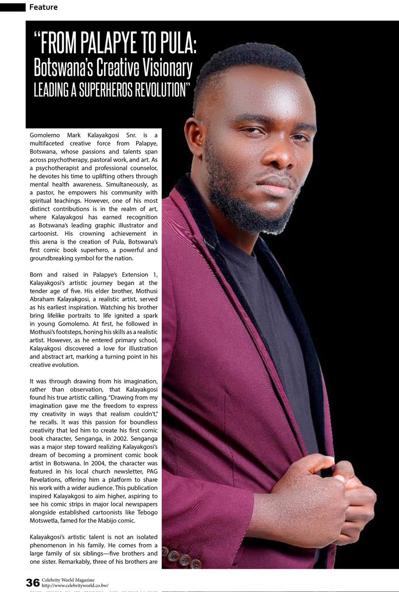 HorebInc's tweet photo. We made it to the Celebrity World Magazine 📰🗞️ Pula 🌧️ 
Get yourself a Copy this week. 😊 
#markkalayakgosi #horebinc https://t.co/c8obR8Ky8S
