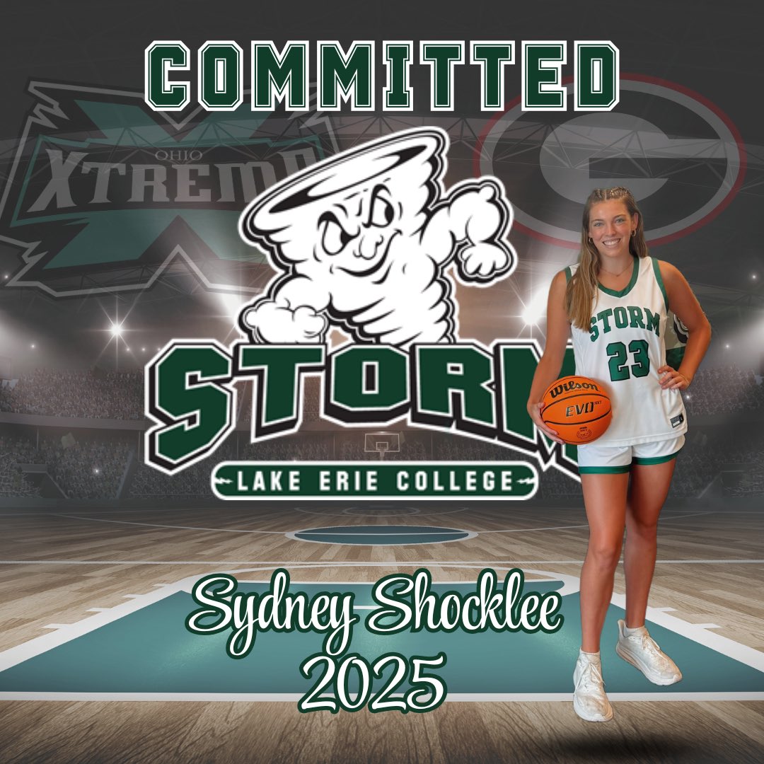 ShockleeSydney's tweet photo. I’m beyond grateful and super excited to announce I will be continuing my athletic and academic career at Lake Erie College. I would like to thank my family, teammates, and coaches for the support! Go Storm💚🌪️ @GreenBulldogsGB @OhioXtreme @lakeeriewbb https://t.co/x5ROluzu9J