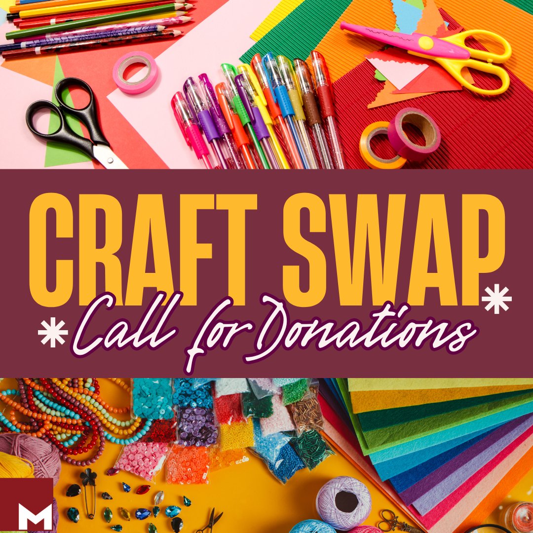 MaxwellLibrary's tweet image. Hey friends! If you have extra craft supplies, consider donating them to the Maxwell Library by Nov 22. Join us for the Craft Swap happening from Nov 18-22 in the Rec Room. Remember, donations are optional. Stay tuned for more updates! #craftdonations #craftswap #librarycommunity