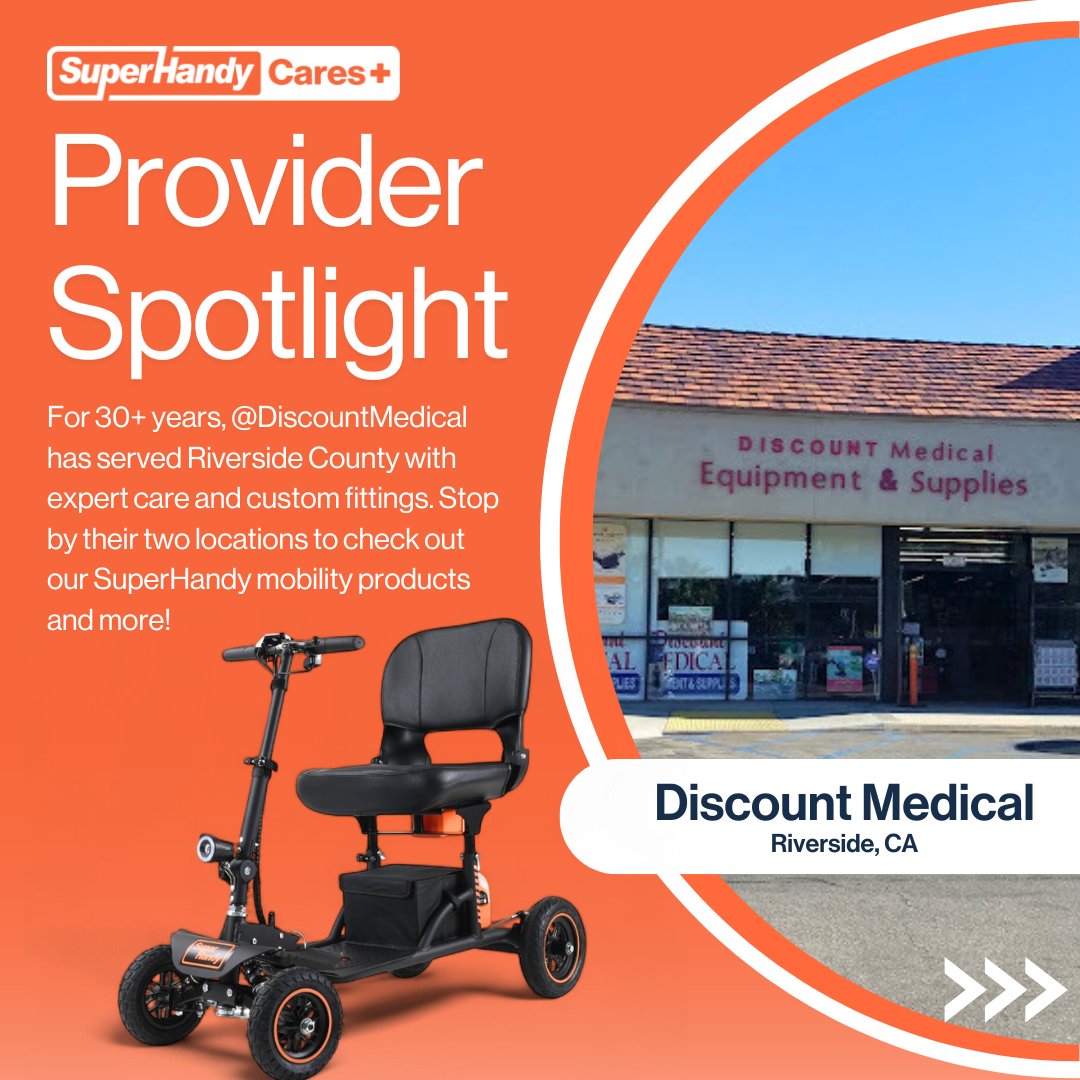 SuperHandy's tweet photo. 🚨 Provider Spotlight: @MobilityPros🚨

Serving Riverside County for 30+ years, they offer expert care, personalized fittings &amp; now feature SuperHandy Cares products!

Find wheelchairs, scooters &amp; more at their 2 Riverside locations.

🔗 https://t.co/1lbUrhtrMV  #MobilityAids https://t.co/G1sr0HqkIJ