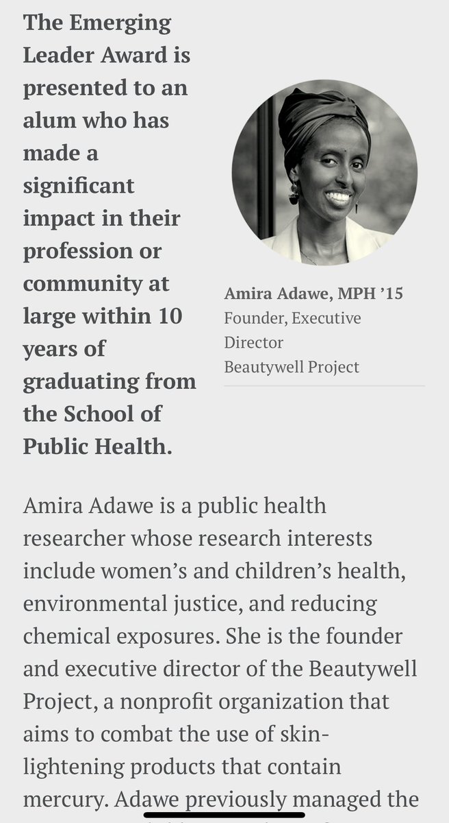 Amira Adawe, MPH (@aadawe) on Twitter photo I am excited to announce that I have received the Emerging Leadership Award from the <a href="/PublicHealthUMN/">UMN School of Public Health</a>. This award recognizes my 17 years dedicated to public health, environmental health, community-based participatory research, public policy, and promoting environmental justice. I am excited to announce that I have received the Emerging Leadership Award from the <a href="/PublicHealthUMN/">UMN School of Public Health</a>. This award recognizes my 17 years dedicated to public health, environmental health, community-based participatory research, public policy, and promoting environmental justice.
