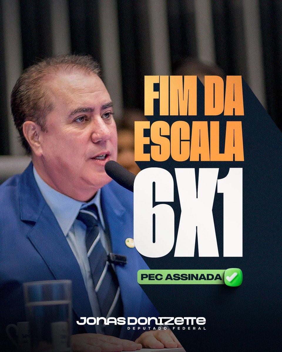 PEC assinada!✅
Vamos discutir na Câmara o fim da escala 6x1. 

A assinatura da PEC permite um debate equilibrado sobre as relações de trabalho. O texto precisa ser aperfeiçoado e ter debate com trabalhadores e empregadores.