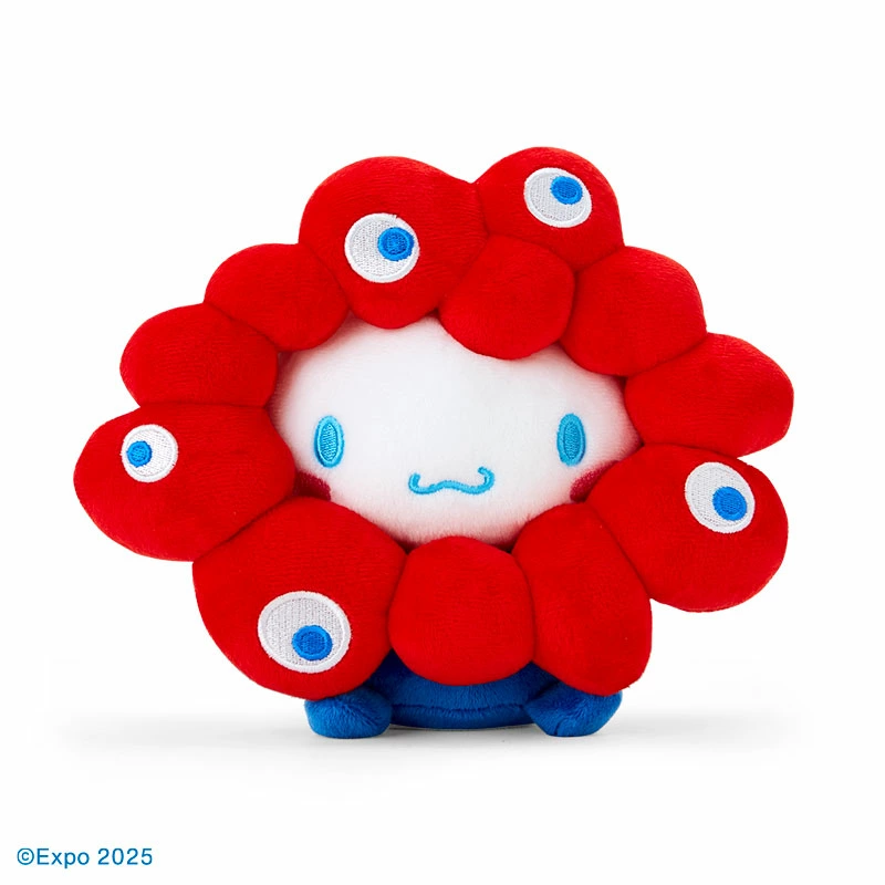 シナモン、ミャクミャクコラボ 新品 サンリオミャクミャクコラボレザー キラキラキーホルダー