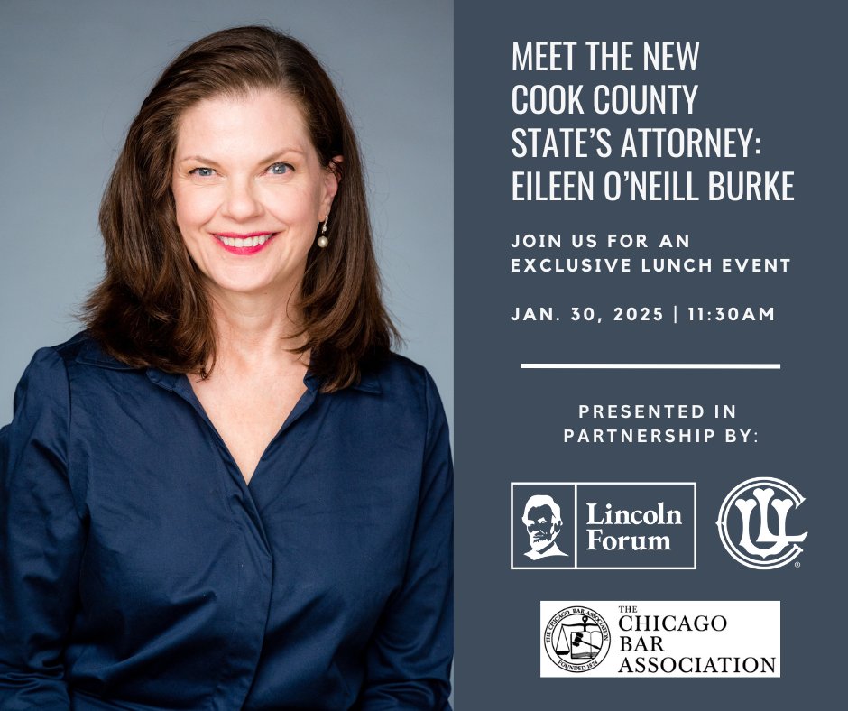 Join us for a luncheon with the new Cook County State’s Attorney, Eileen O'Neill Burke, on Jan. 30th at 11:30am
This event is an opportunity to gain insights into her strategic vision and priorities for a better future. 
Tickets: bit.ly/4eqoSua