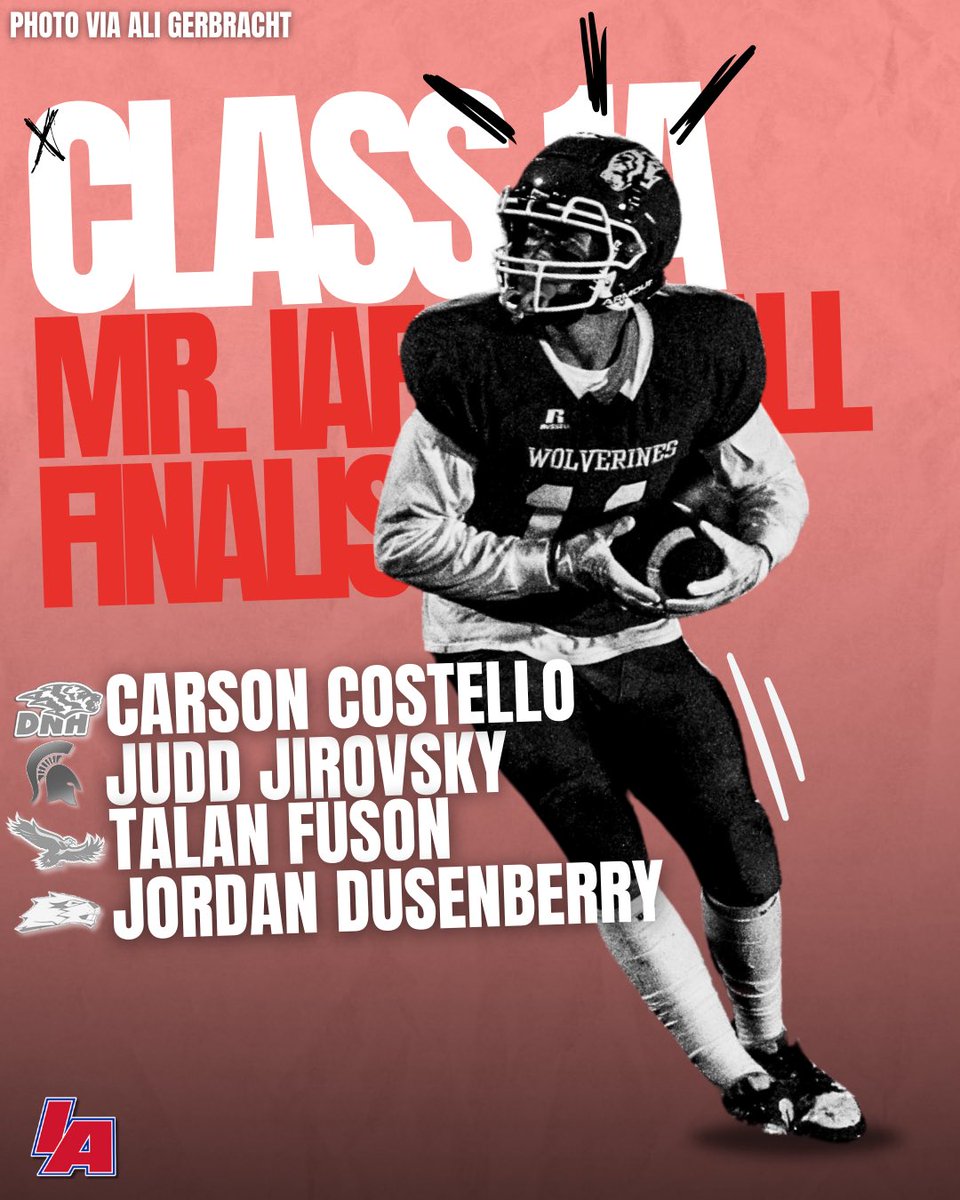 IAfootball_'s tweet photo. 👑 CLASS 1A FINALISTS 👑

Mr. IAfootball winners will be announced following the finals.

#IAfootball X #iahsfb https://t.co/q6YdS8fek8