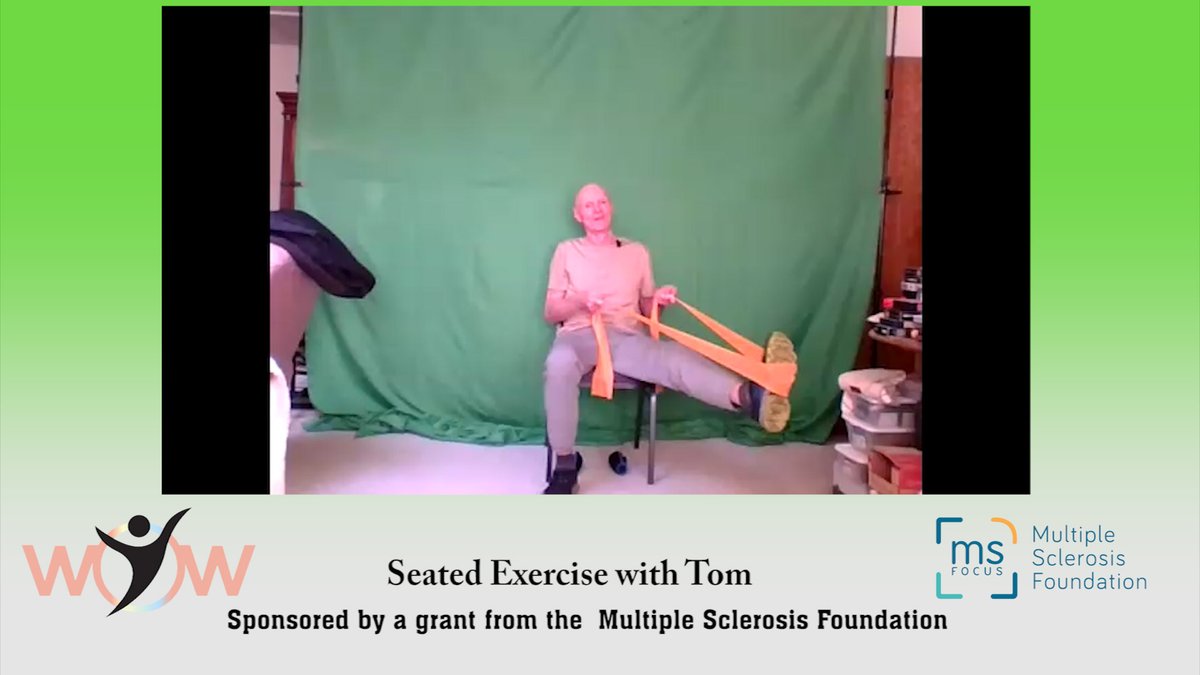 WorkOnWellOP's tweet image. Tom is back for today&apos;s #FreeSeatedExercise. Thank the @MultipleSclerosisFoundation for this great full-body exercise session that includes range-of-motion, upper-body strength work with dumbbells, and full-body strength work with a resistance band.  workingonwellnessfoundation.org.