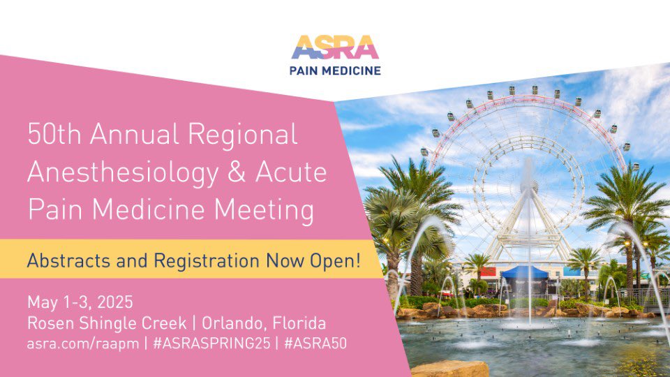 Siva Arumugam, MD, FASA (@siva6faces) on Twitter photo <a href="/Ropivacaine/">Dr. Vishal Uppal MBBS, FRCA 🇨🇦🇮🇳🏴</a> <a href="/saraamaralMD/">Sara Amaral, MD, EDRA, DESAIC</a> <a href="/jon_bailey_anes/">Jon Bailey MD MSc FRCPC EDRA 🇨🇦🧗🏄♂️</a> <a href="/Ryan_S_DSouzaMD/">Ryan D'Souza, MD</a> <a href="/KalagaraHari/">🩺 Hari (హరి 🇮🇳) Kalagara</a> <a href="/EMARIANOMD/">Ed Mariano, MD, MAS, FASA, FASRA 🇺🇸🇵🇭</a> <a href="/NarouzeMD/">Samer Narouze,MD,PhD,MMM</a> <a href="/Steve_Coppens/">Steve Coppens</a> <a href="/nelkassabany/">Nabil Elkassabany MD MBA MSCE</a> <a href="/anesthesiadocmd/">Melody Anderson (Herman), MD</a> “Be there or be square”
✅ Open for registration & abstracts
☀️Sunny Orlando, Florida
☀️International faculty
☀️Interactive sessions
☀️Hands-on workshops
☀️PBLDs
#ASRASPRING25 #ASRA50 <a href="/ASRA_Society/">ASRA Pain Medicine</a>
<a href="/ESRA_Society/">ESRA | European Society of Regional Anaesthesia</a> <a href="/AoraIndia/">AORA India</a> <a href="/sambahq/">Society for Ambulatory Anesthesia (SAMBA)</a>
<a href="/ASALifeline/">ASA®</a> <a href="/Ropivacaine/">Dr. Vishal Uppal MBBS, FRCA 🇨🇦🇮🇳🏴</a> <a href="/saraamaralMD/">Sara Amaral, MD, EDRA, DESAIC</a> <a href="/jon_bailey_anes/">Jon Bailey MD MSc FRCPC EDRA 🇨🇦🧗🏄♂️</a> <a href="/Ryan_S_DSouzaMD/">Ryan D'Souza, MD</a> <a href="/KalagaraHari/">🩺 Hari (హరి 🇮🇳) Kalagara</a> <a href="/EMARIANOMD/">Ed Mariano, MD, MAS, FASA, FASRA 🇺🇸🇵🇭</a> <a href="/NarouzeMD/">Samer Narouze,MD,PhD,MMM</a> <a href="/Steve_Coppens/">Steve Coppens</a> <a href="/nelkassabany/">Nabil Elkassabany MD MBA MSCE</a> <a href="/anesthesiadocmd/">Melody Anderson (Herman), MD</a> “Be there or be square”
✅ Open for registration & abstracts
☀️Sunny Orlando, Florida
☀️International faculty
☀️Interactive sessions
☀️Hands-on workshops
☀️PBLDs
#ASRASPRING25 #ASRA50 <a href="/ASRA_Society/">ASRA Pain Medicine</a>
<a href="/ESRA_Society/">ESRA | European Society of Regional Anaesthesia</a> <a href="/AoraIndia/">AORA India</a> <a href="/sambahq/">Society for Ambulatory Anesthesia (SAMBA)</a>
<a href="/ASALifeline/">ASA®</a>