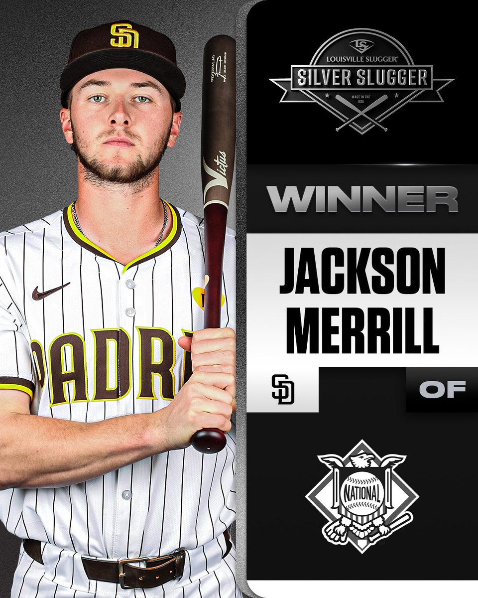 Jackson Merrill wins a Silver Slugger Award in the outfield for his standout rookie season.