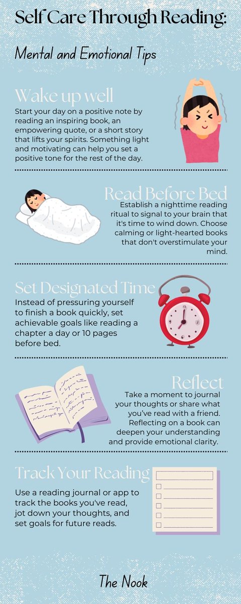 dmcthenook's tweet photo. Unlock the power of reading for your mental and emotional well-being. Discover simple tips to use books as a tool for relaxation, growth, and self-care. 🌸

#WellnessJourney #TakeCareOfYourself #SelfLove https://t.co/xao5llWrMo