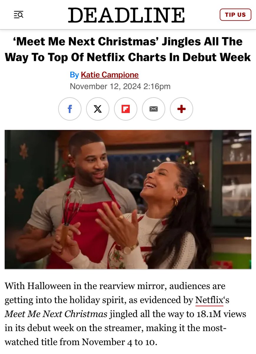 WOOOOOWWWW!!! THANK YOU GUYS FOR ALWAYS SHOWING UP!!! Congrats to the entire cast &amp; crew. Meet Me Next Christmas made THIS CHRISTMAS #1.

#DevalesTruth #IAmTeddy #MeetMeNextChristmas #Netflix